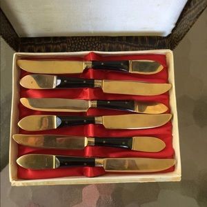 Vintage Onyx Mini Appetizer Knives Dinnerware Set